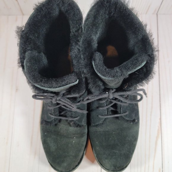 UGG QUINCY Twinface Sheepskin Lace Up Booties BLACK - Picture 8 of 12
